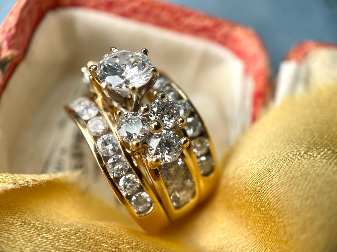 Dazzling 3.15tw Diamond Ring Wide Band in 14k Yellow Gold $8,000