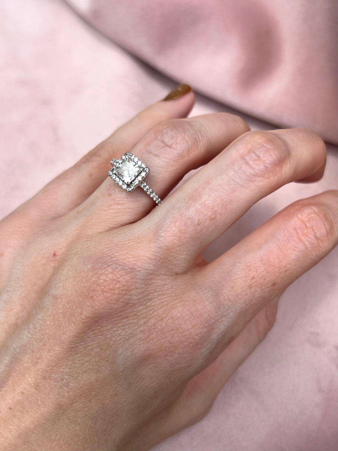 Glamour Shot! 1.50ctw Princess Diamond Halo Ring in 14k White Gold