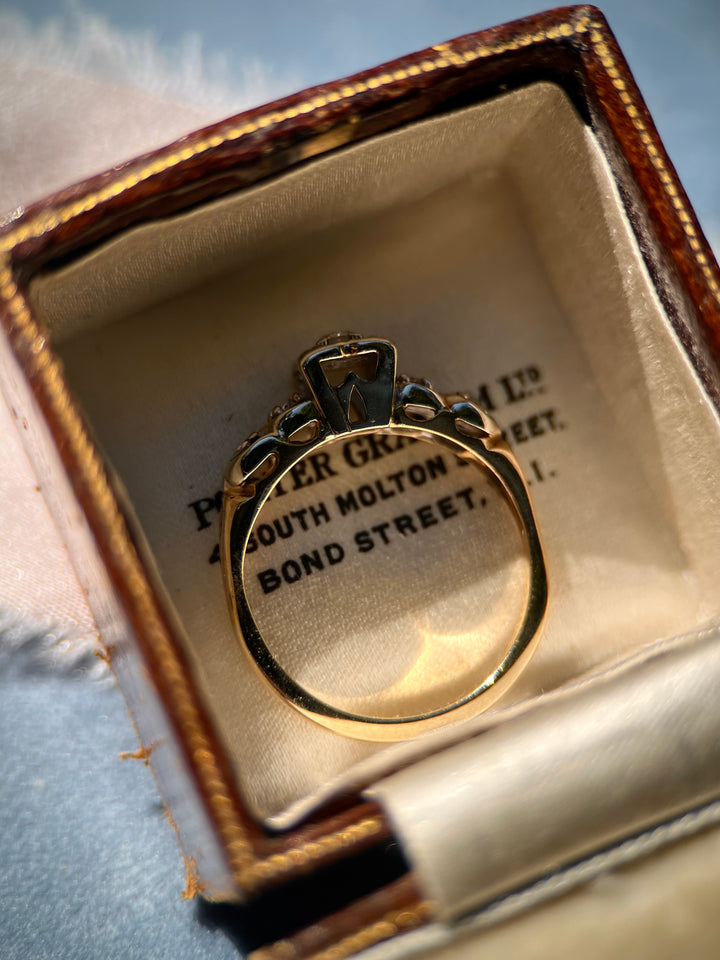 Vintage Bright Natural Diamond Ring in Two-Tone White and Yellow Gold