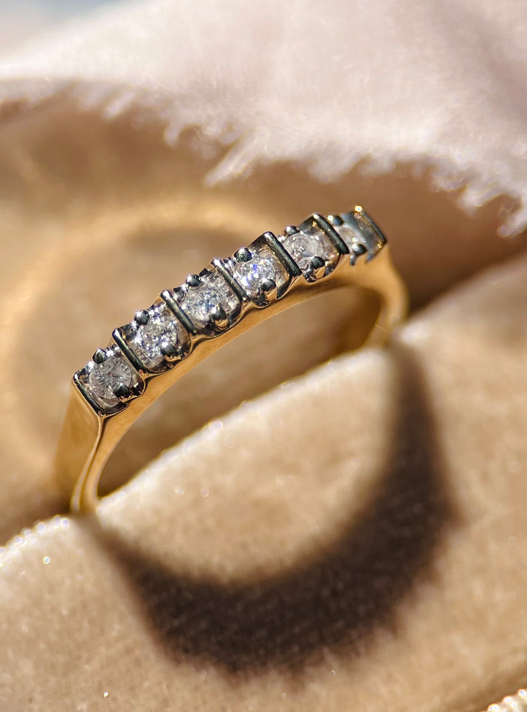 Dazzling Quintet 5 Stone Diamond Band in 14k Yellow Gold