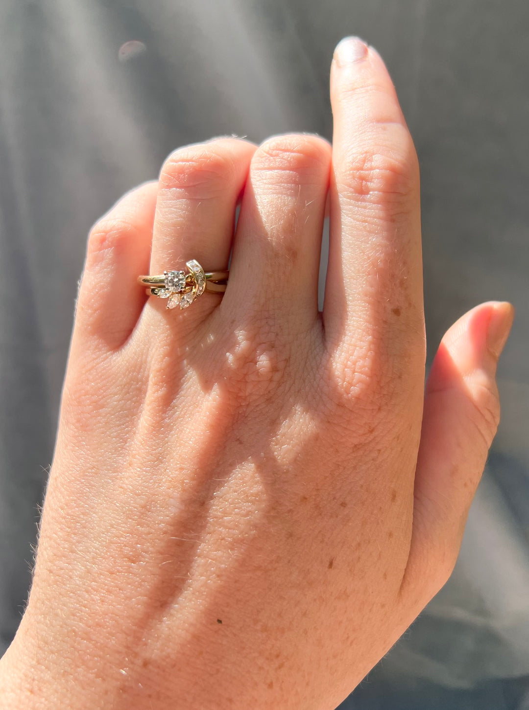 Vintage 1980’s 1/4 Carat tw Ring Enhancer with Marquise and Round Diamond Accents