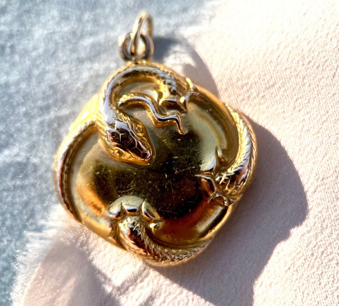 Antique Victorian Snake Pendant with Mine Cut Diamond