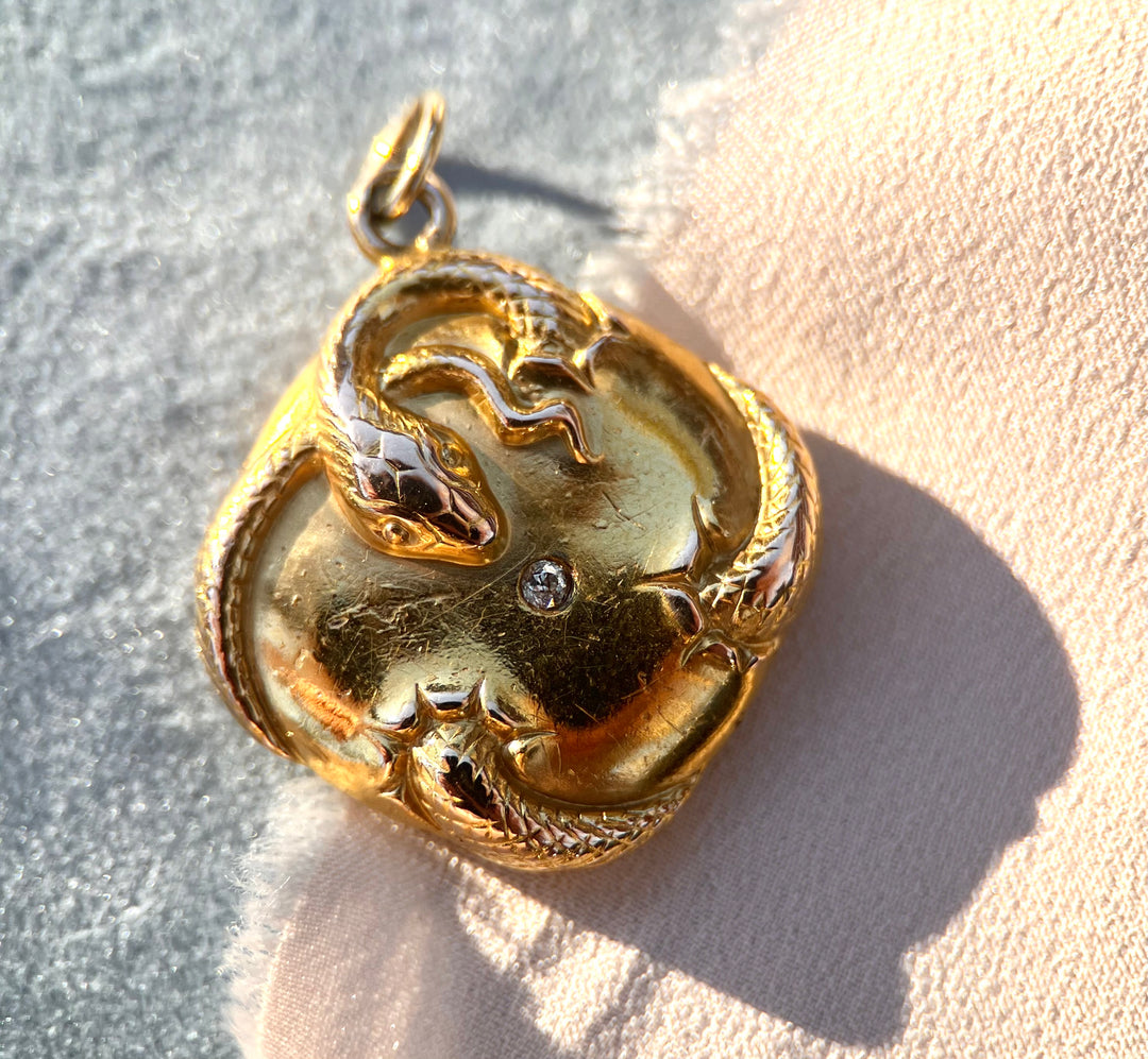 Antique Victorian Snake Pendant with Mine Cut Diamond