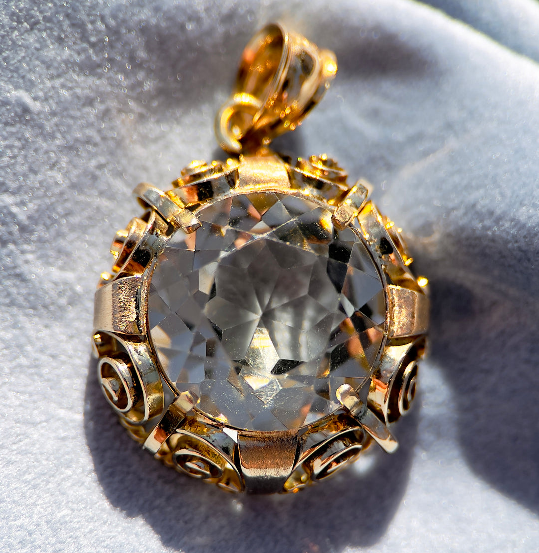 Over 10 Carats Smokey Quartz Pendant in 14k Yellow Gold