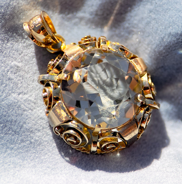 Over 10 Carats Smokey Quartz Pendant in 14k Yellow Gold