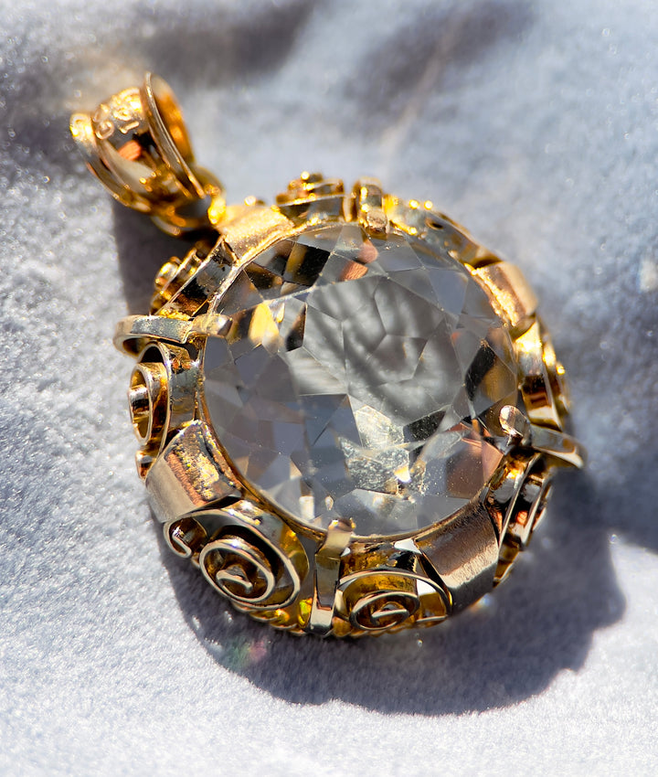 Over 10 Carats Smokey Quartz Pendant in 14k Yellow Gold