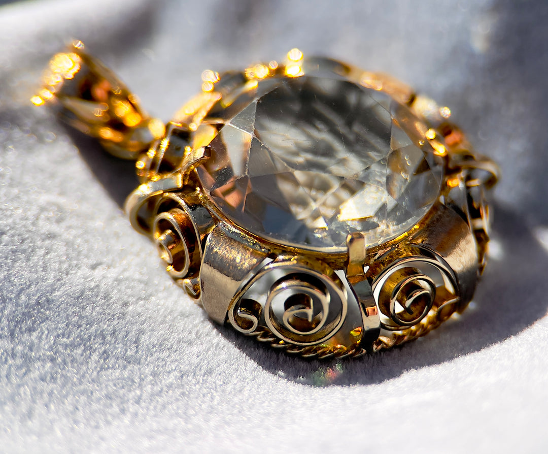 Over 10 Carats Smokey Quartz Pendant in 14k Yellow Gold