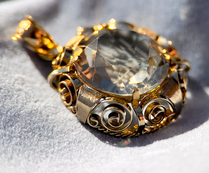 Over 10 Carats Smokey Quartz Pendant in 14k Yellow Gold