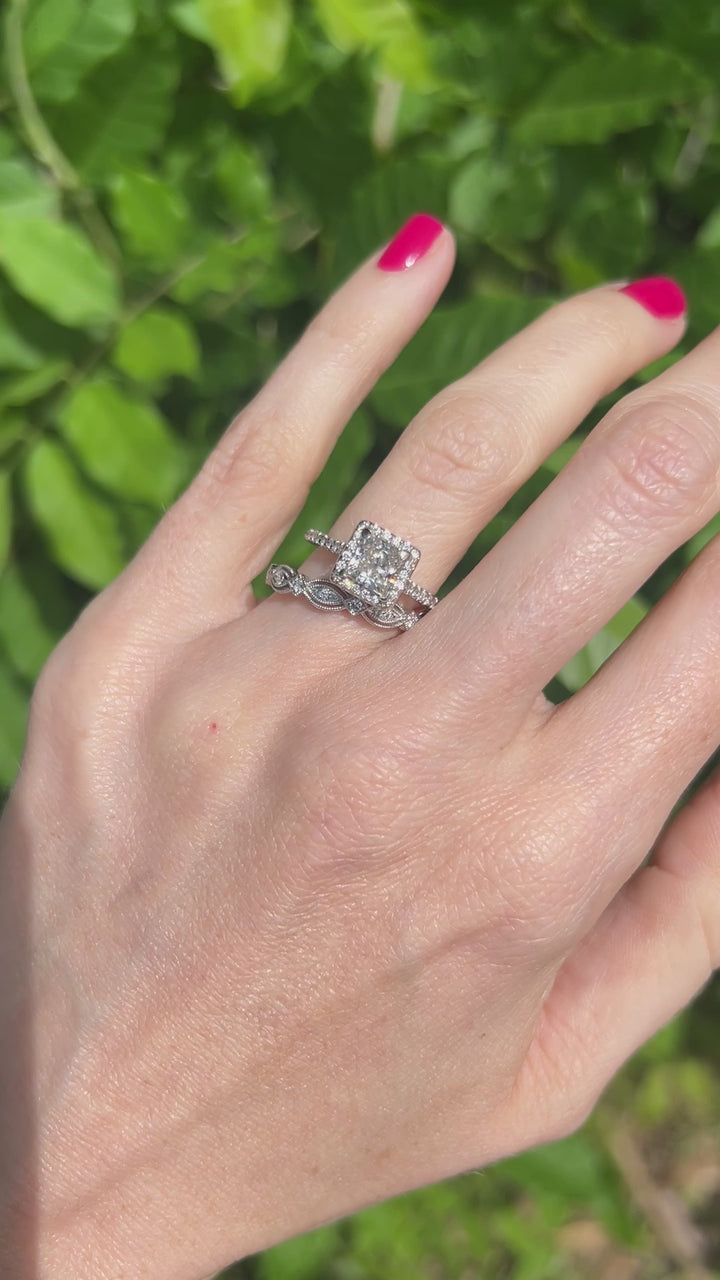 Glamour Shot! 1.50ctw Princess Diamond Halo Ring in 14k White Gold