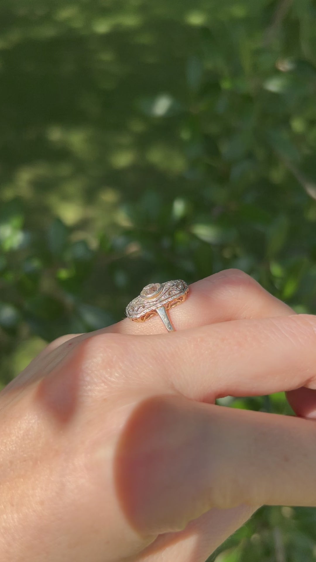 Edwardian 1.15ct Antique Old European Diamond Ring in Platinum & 14k Gold