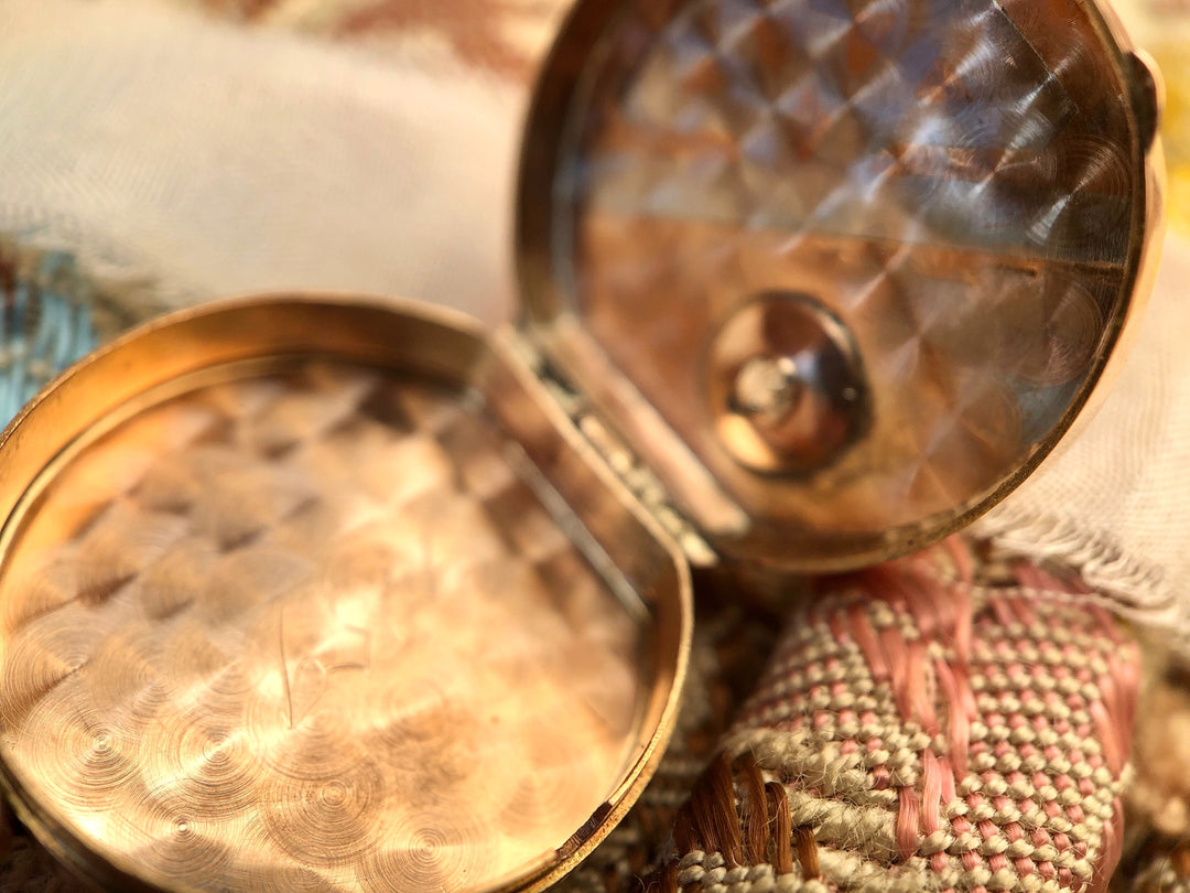 Antique 1920's Locket in Rose Gold with Old Mine Cut Diamond