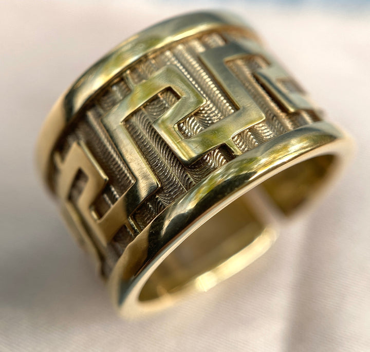 Greek Key Ring in 14k Yellow Gold