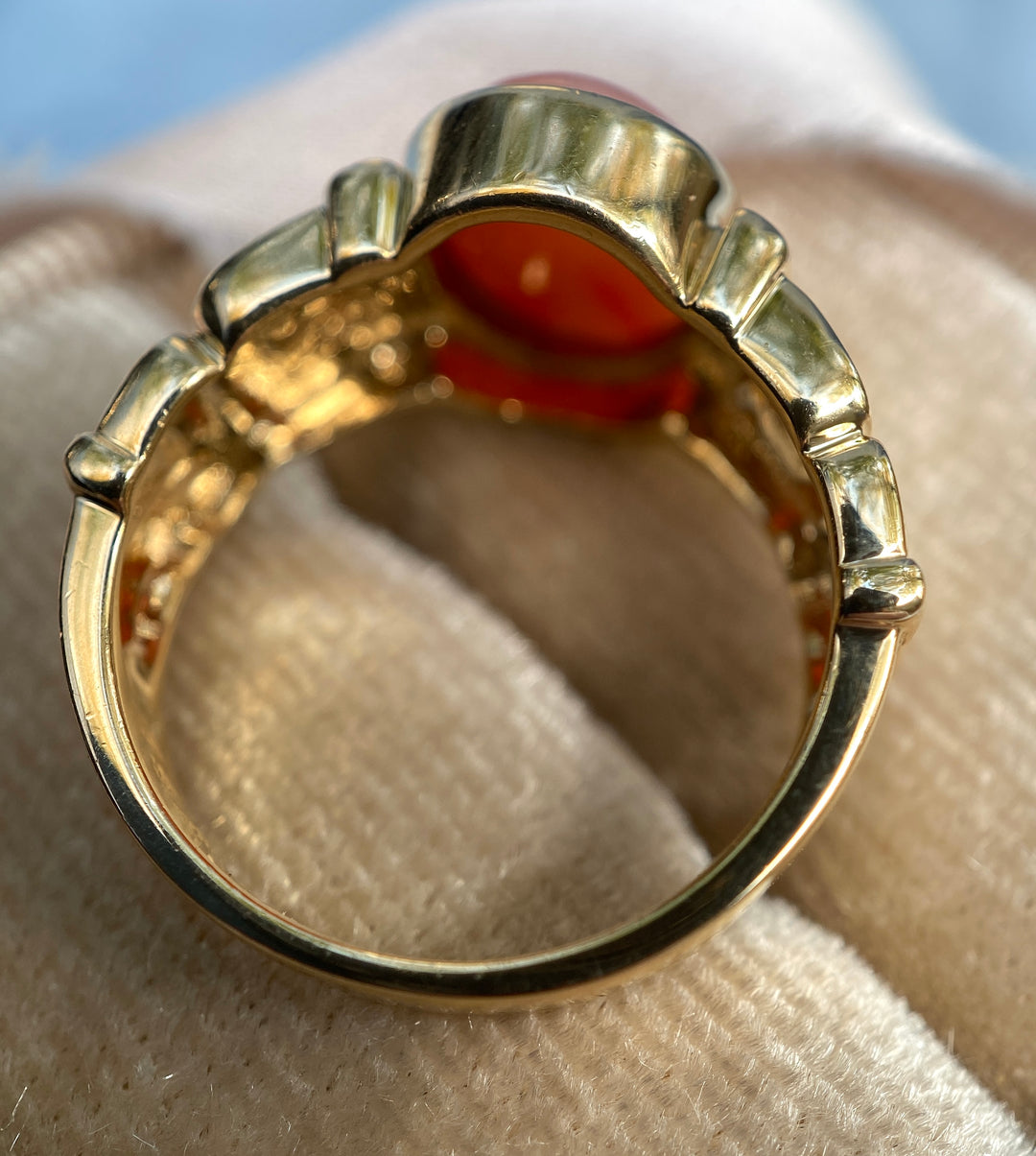 Coral Ring in 14k Yellow Gold