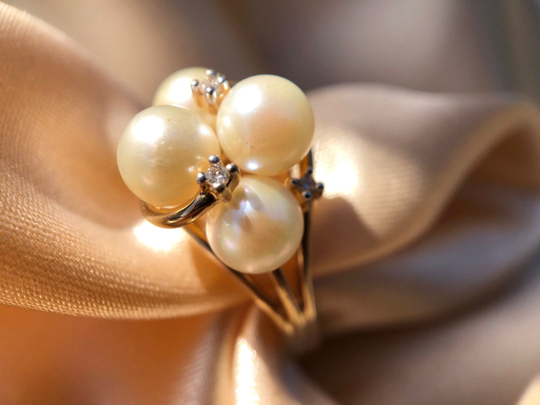 Diamonds are a Pearl's Best Friend 14k Yellow Gold Ring