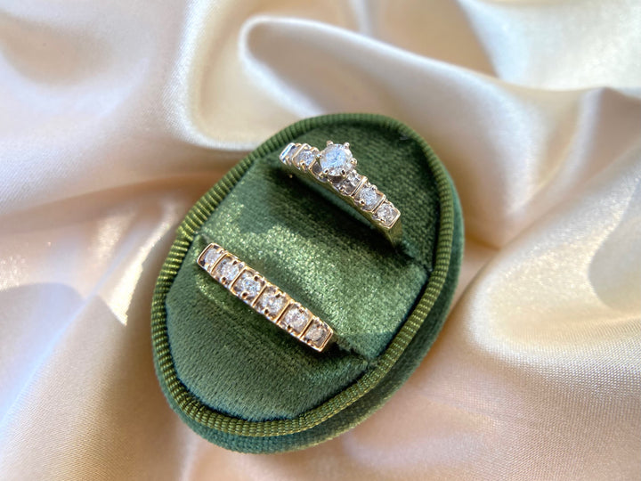 Vintage Diamond Bridal Set in 14k Yellow Gold