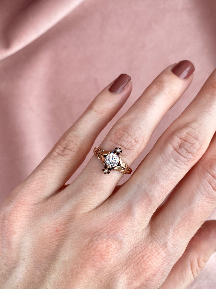 Unique Victorian Seed Pearl Ring with Over 1/2 Carat Round Diamond