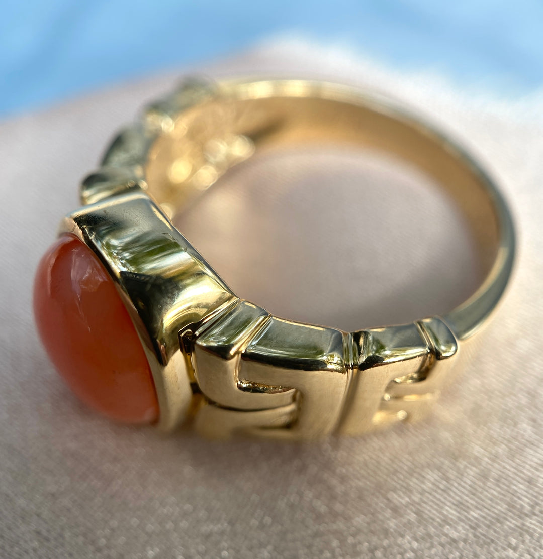 Coral Ring in 14k Yellow Gold