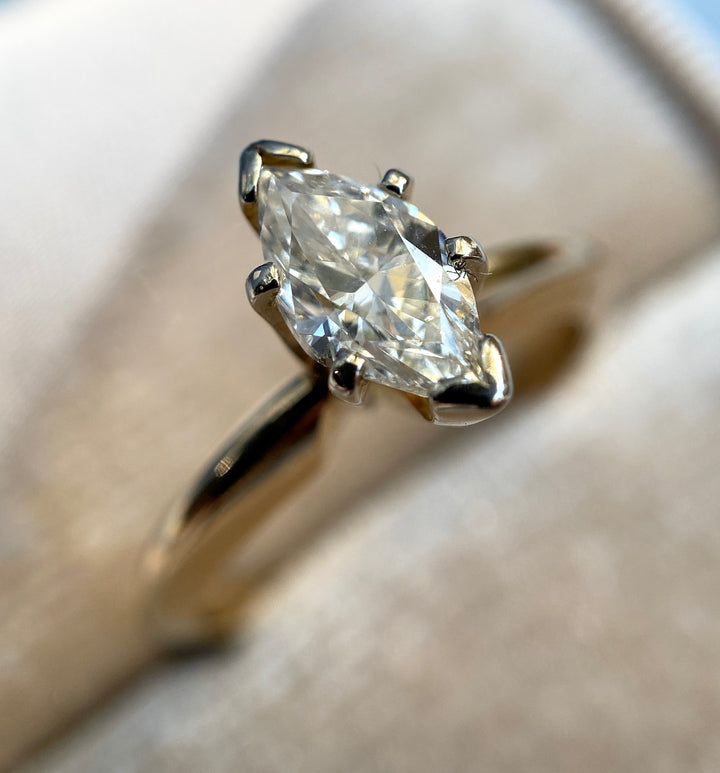 Classic Natural .70 Marquise Solitaire in 14k Yellow Gold